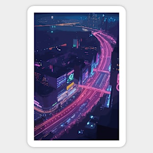 Night City Illustration Sticker